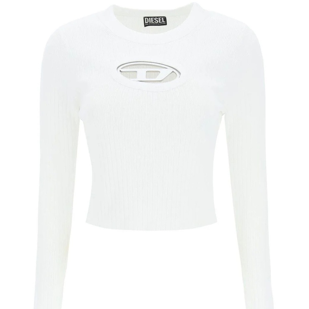 White Diesel Logo Cut-Out Top